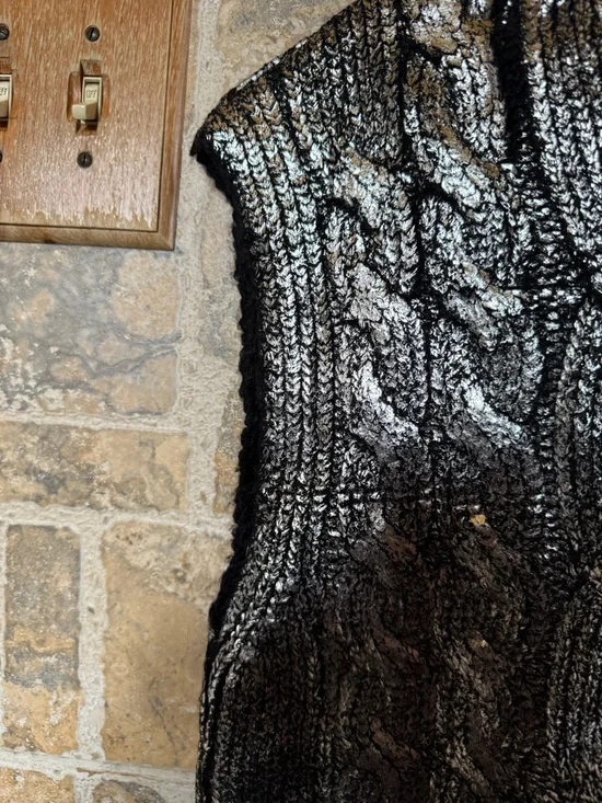 Anthropologie Pilcro Cabled Foil Muscle Tank Sweater NWT Large - Picture 8 of 10